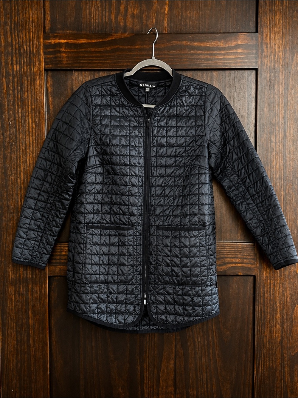 Athleta Black Quilted Bomber Jacket